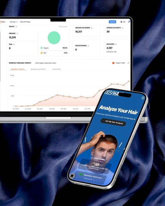 Ubersuggest result of myhair.ai