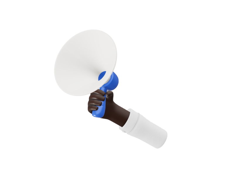 A hand holding a horn to represent marketing