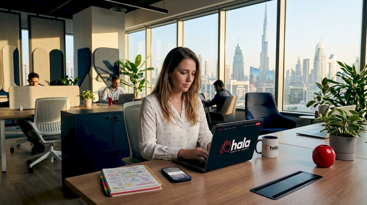 SMB owner working in Dubai workspace