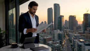 Real estate agent working content marketing plan